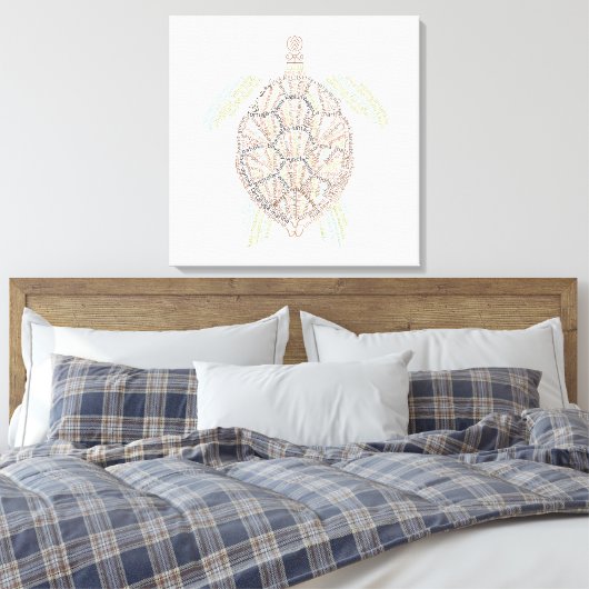Wereld Word Zee Turtle Canvas Print (Insitu (Slaapkamer))