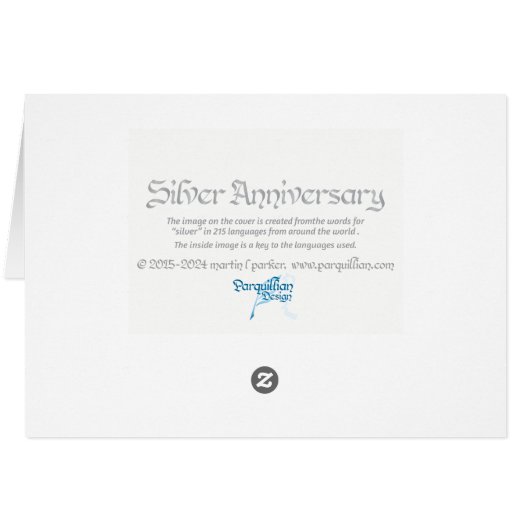 Wereld Word Zilver Jubileum Kaart (Achterkant Horizontaal)