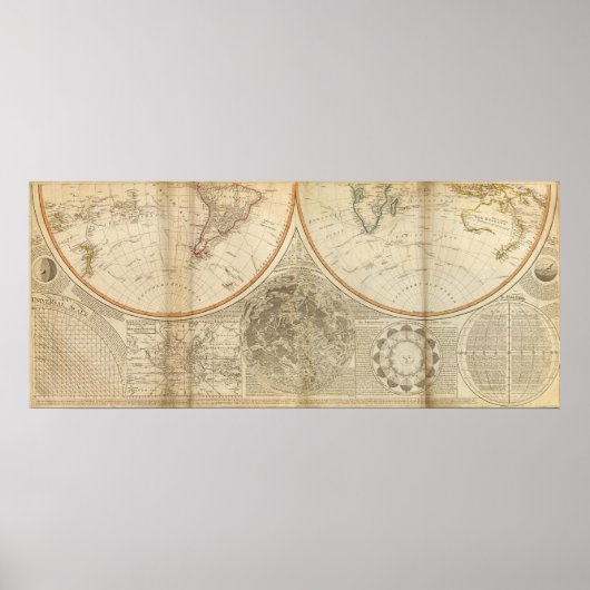 Wereld zuidelijk halfrond - kaart poster (Voorkant)