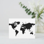 Wereld zwart grafische kaart (Staand voorkant)