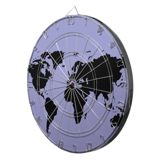 Wereld zwarte grafische kaart dartbord (Voorkant Rechts)