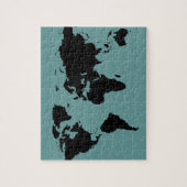 Wereld zwarte grafische kaart legpuzzel (Verticaal)