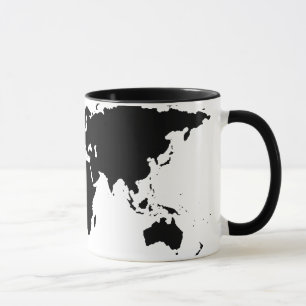 Wereld zwarte grafische kaart mok