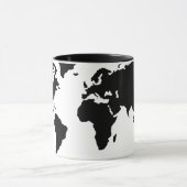 Wereld zwarte grafische kaart mok (Midden)