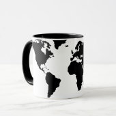 Wereld zwarte grafische kaart mok (Voorkant links)