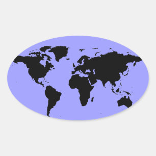 Wereld zwarte grafische kaart ovale sticker