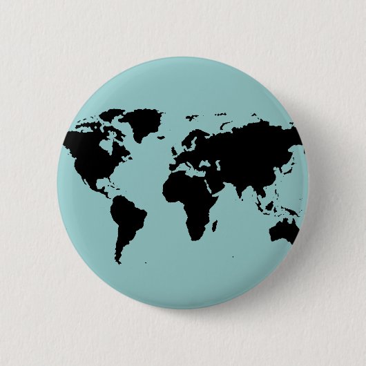 Wereld zwarte grafische kaart ronde button 5,7 cm (Voorkant)