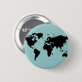 Wereld zwarte grafische kaart ronde button 5,7 cm (Voorkant /achterkant)