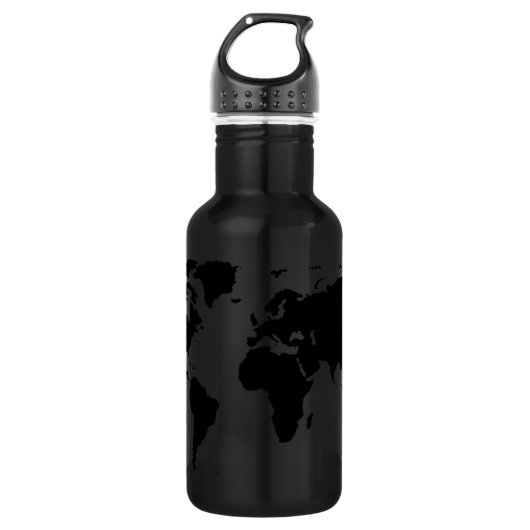 Wereld zwarte grafische kaart waterfles  (Voorkant)
