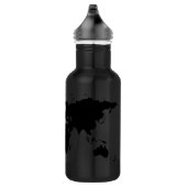 Wereld zwarte grafische kaart waterfles  (Rechts)