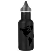 Wereld zwarte grafische kaart waterfles  (Links)