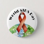 Wereldaidsdag 1 december-bewustzijnslint ronde button 5,7 cm (Voorkant)