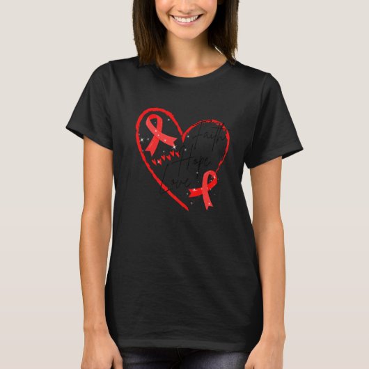 Wereldaidsdag Rode Ribbon Faith Hope Love Aids Sup T-shirt (Voorkant)
