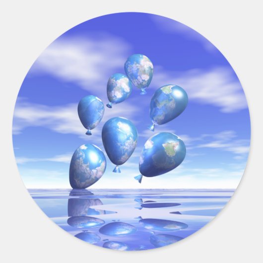 Wereldballonnen op de Aarde Ronde Sticker (Voorkant)