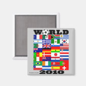Wereldbeker 2010 Grijze Vierkante Magneet (Voorkant / Achterkant)