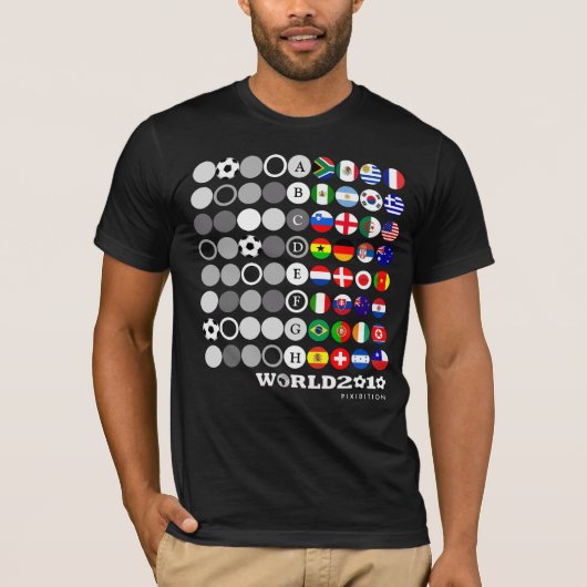 Wereldbeker 2010 Zwarte T-Shirt Circle Group Flag (Voorkant)