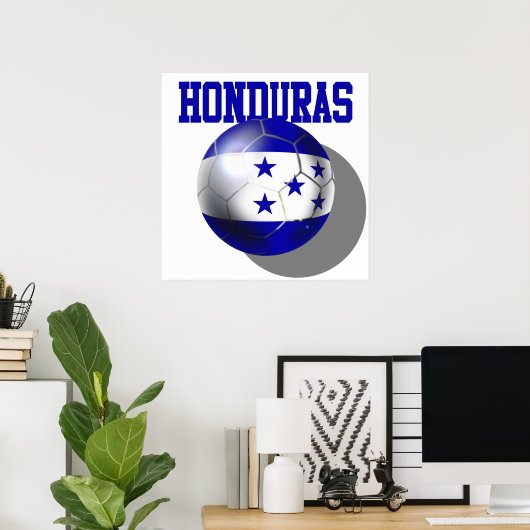 Wereldbeker Voetbal Brazilië 2014 Honduras vlag ba Poster (Thuiskantoor)