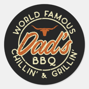 Wereldberoemde Dads Bbq Grillen Byrbecue Vaderdag Ronde Sticker