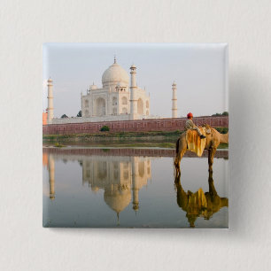 Wereldberoemde Taj Mahal tempel begraafplaats bij Vierkante Button 5,1 Cm