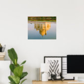 Wereldberoemde Taj Mahal tempelreflectie bij Poster (Thuiskantoor)