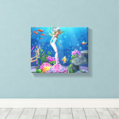 Wereldberoemde Zeemeermin. Canvas Afdruk (Insitu (Houten vloer))