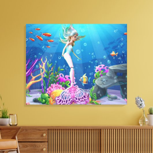 Wereldberoemde zeemeermin. canvas afdruk (Insitu (Woonkamer))