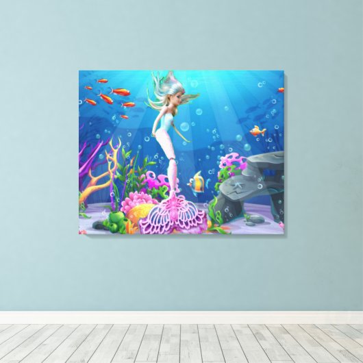 Wereldberoemde zeemeermin. canvas afdruk (Insitu (Houten vloer))