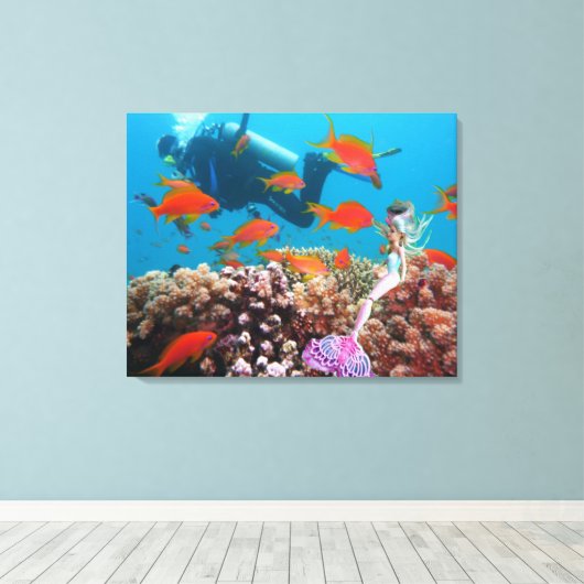 Wereldberoemde zeemeermin. canvas afdruk (Insitu (Houten vloer))