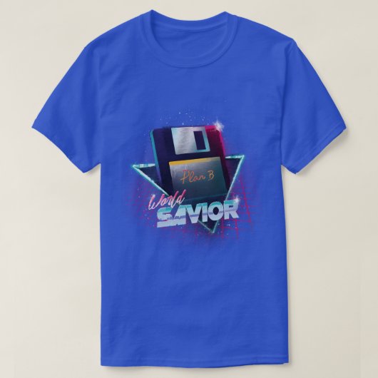 Wereldbesparing van 80 jaar - Retro Wave-diskette T-shirt (Design voorkant)