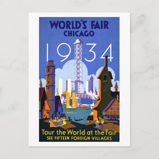  Wereldbeurs Chicago 1934 Briefkaart (Voorkant)