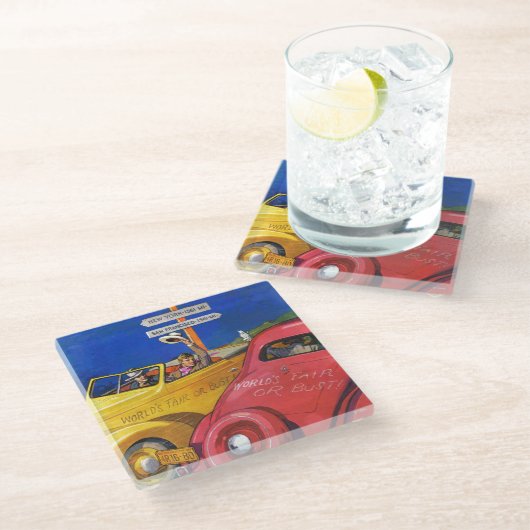 Wereldbeurs of Wereldbank Glazen Onderzetter (Schuin)