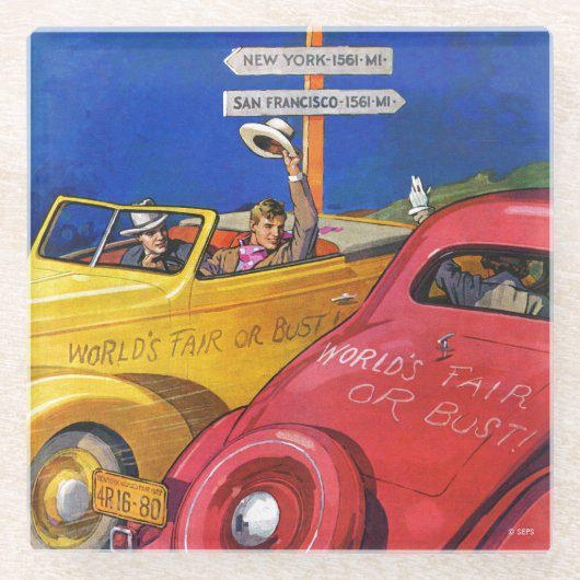 Wereldbeurs of Wereldbank Glazen Onderzetter (Voorkant)