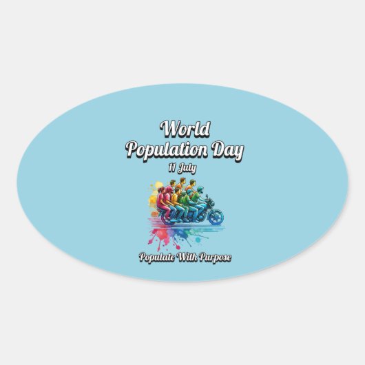 Wereldbevolkingsdag. 11 juli ovale sticker (Voorkant)