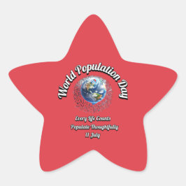 Wereldbevolkingsdag. Elk leven telt. Ster Sticker