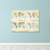 Wereldbevolkingskaart Canvas Afdruk (Insitu (Houten vloer))