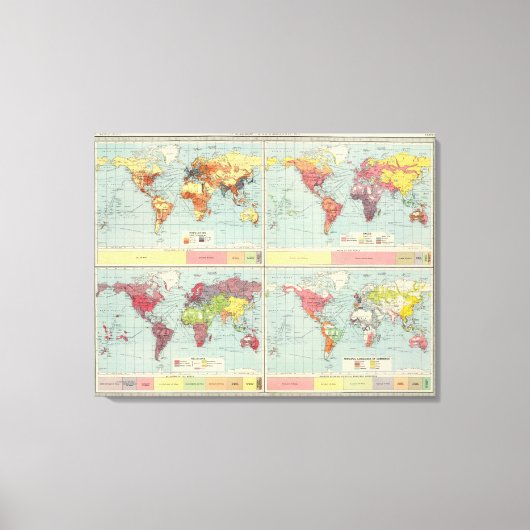 Wereldbevolkingskaart Canvas Afdruk (Voorkant)