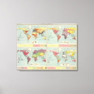 Wereldbevolkingskaart Canvas Afdruk