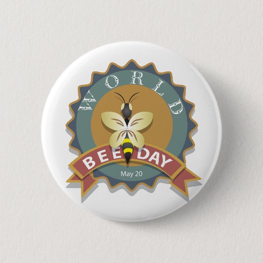 Wereldbijendag 20 mei ronde button 5,7 cm (Voorkant)