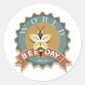 Wereldbijendag 20 mei ronde sticker (Voorkant)