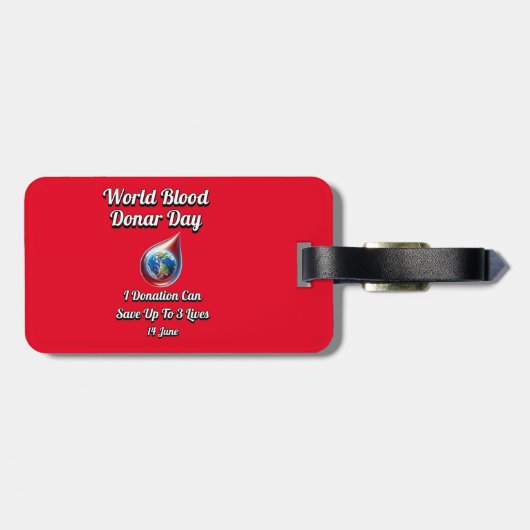 Wereldbloeddonordag. 14 juni bagagelabel (Achterkant horizontaal)