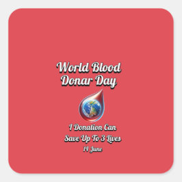 Wereldbloeddonordag. 14 juni vierkante sticker