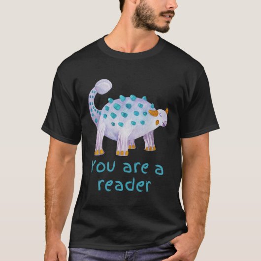 Wereldboekendag Dinosauruslezer T-shirt (Voorkant)
