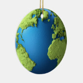 Wereldbol 3d geeft op witte achtergrond geïsoleerd keramisch ornament (Rechts)