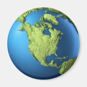 Wereldbol 3d geïsoleerd op white.Continent Noord-A Magneet