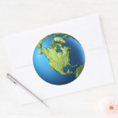 Wereldbol 3d geïsoleerd op white.Continent Noord-A Ronde Sticker (Envelop)