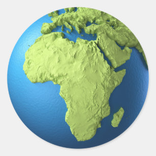 Wereldbol 3D geïsoleerd op wit. Afrika continent Ronde Sticker