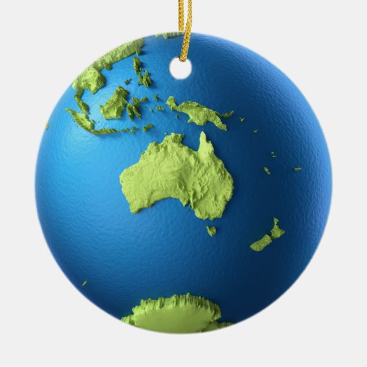Wereldbol 3d, geïsoleerd op wit. Continent Austral Keramisch Ornament (Voorkant)