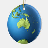 Wereldbol 3d, geïsoleerd op wit. Continent Austral Keramisch Ornament (Links)
