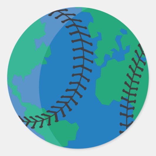 wereldbol aarde wereldwijd honkbal ronde sticker (Voorkant)
