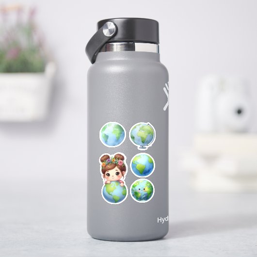 Wereldbol Aardedag Sticker (HydroFlask)